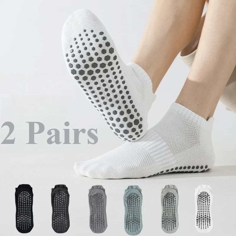 2/1Pairs Men Silicone Anti Slip Yoga Socks Floor Pilates Cotton Comfortable Breathable Thin Athletic Short Sock for Gym Training