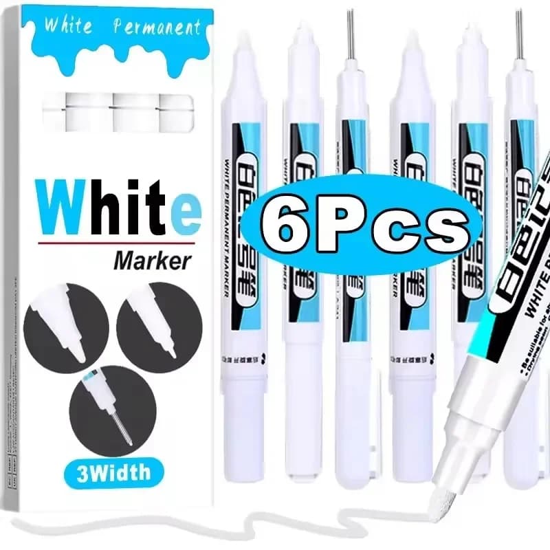 5/1 Pezzi Pennarello Bianco Oleoso, Penne per Graffiti Impermeabili, Matite Gel Permanenti per Pneumatici, Quaderni, Vetro, Penna per Pittura 0.7mm 1mm 2.5mm