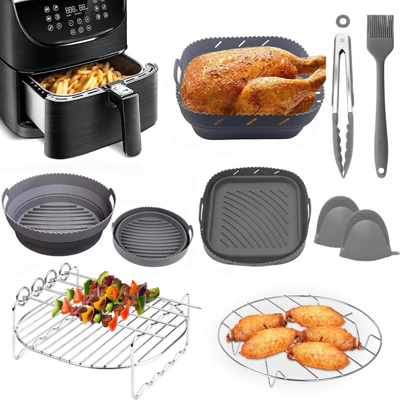 Air Frying Accessories Silicone Cestelli Set Airfryer Square Grid / Round Oven Cake Tray for Ninja Philips