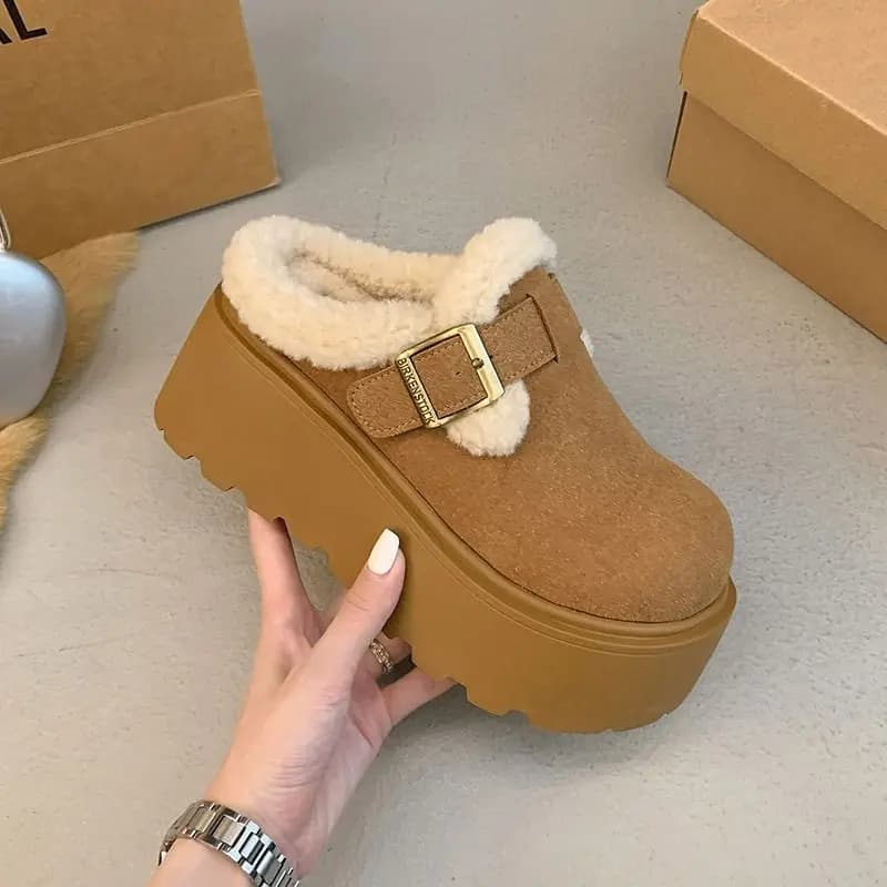 Comfortable casual short boots with round toe new winter Slippers in elegant anti slip cotton with fashionable hot selling thick sole for women
