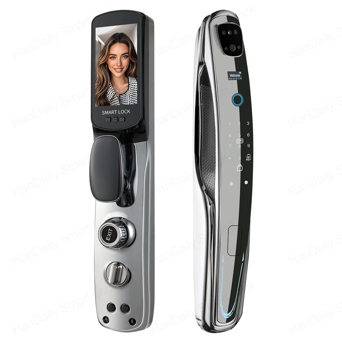 Videocitofono con riconoscimento facciale manuale Serratura intelligente per porta Password per impronte digitali App Controllo remoto Serratura per porta di casa con fotocamera