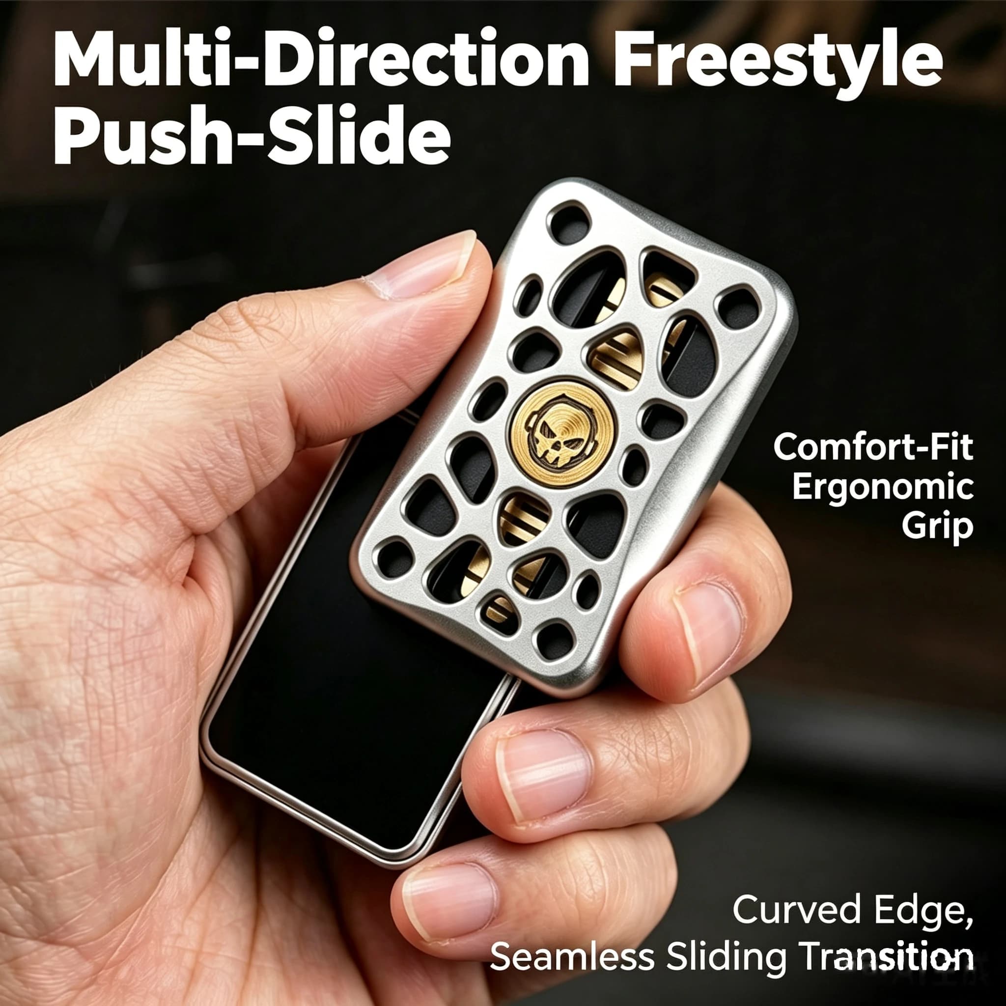 Metal Infinite Position Push Slider Tuning Fork Fidget Toy Fingertip Spinner Adult EDC Hand Clicker Pocket Sensory Toy ADHD Gift