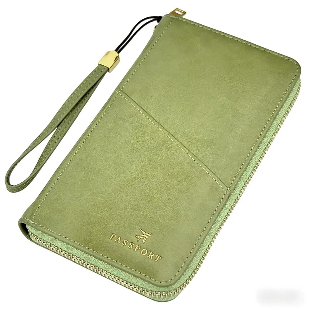 Porta Passaporto con Blocco RFID - Portafoglio da Viaggio Aggiornato con Molteplici Scomparti per Carte e Tasche Esterne, Custodia con Cerniera