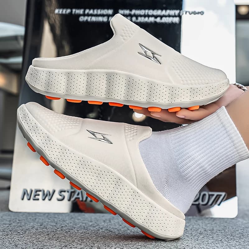 2026 New Summer Plus Size Men Closed Toe Slip On Mules, Platform Cushioned Anti-Slip Versatile Half Slippers Casual Sandals