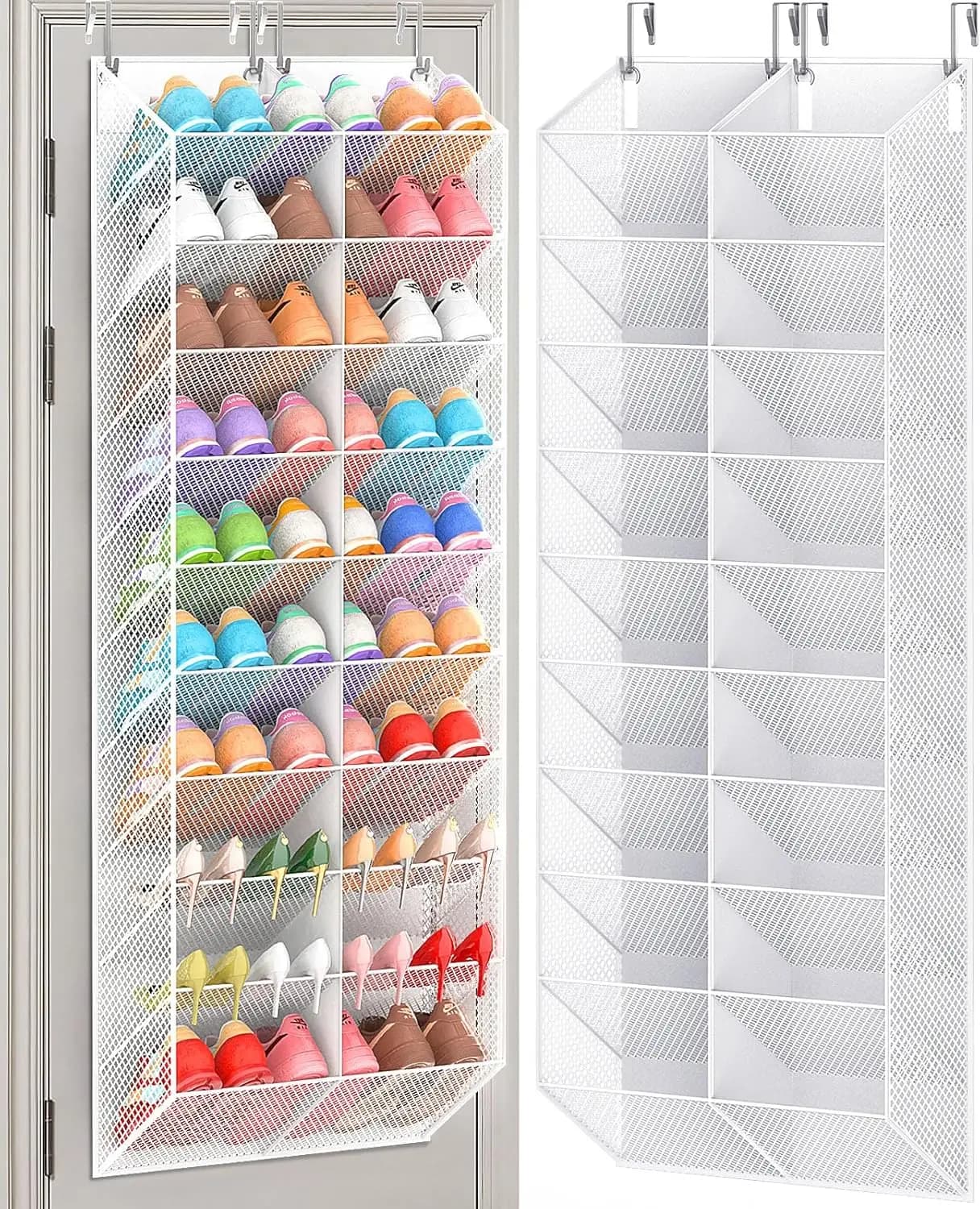 20-30 Pairs Over Door Shoe Organizer, Breathable Hanging Storage, 10-Tier Rack for Sneakers Boots Heels