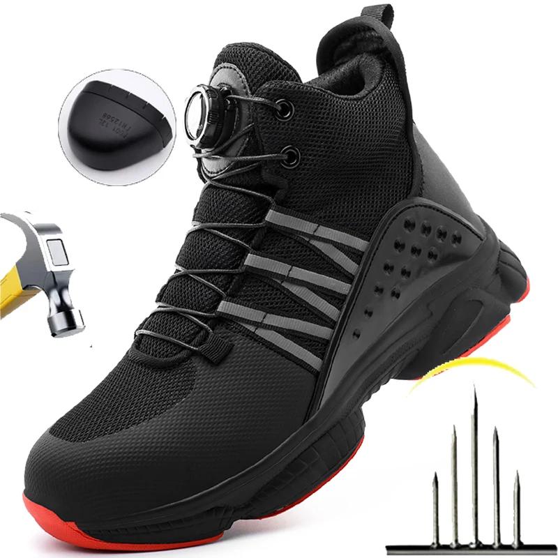 Stivali Antiscivolo da Uomo con Punta in Acciaio, Scarpe Antinfortunistiche, Calzature da Lavoro Antiurto, Scarpe Leggere da Escursionismo, Calzature Industriali Indistruttibili