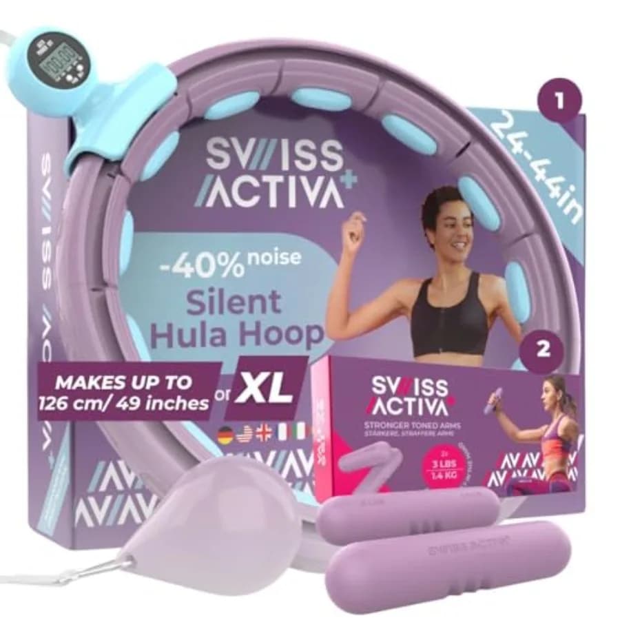 Hula Hoop Intelligente S4.S XL con Manubri da 1,3 kg per Donne - Regolabile 56-124 cm per Allenamento Fitness - Leggero in Alluminio con Design Bicolore