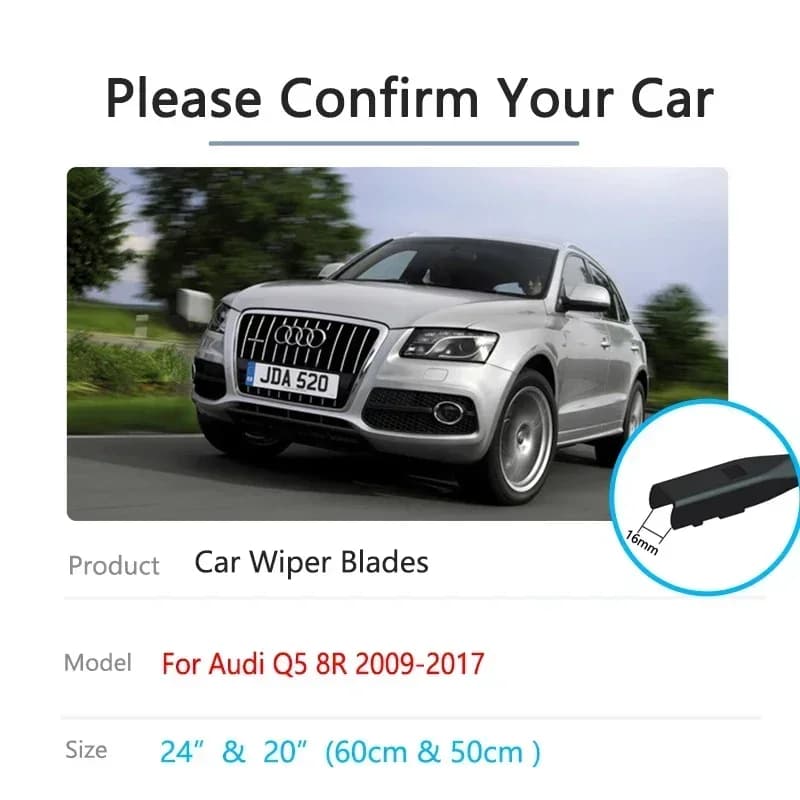2x Kit Spazzole Tergicristallo Anteriori e Posteriori per Audi Q5 8R 2009~2017, Accessori Auto per Pulizia e Sostituzione
