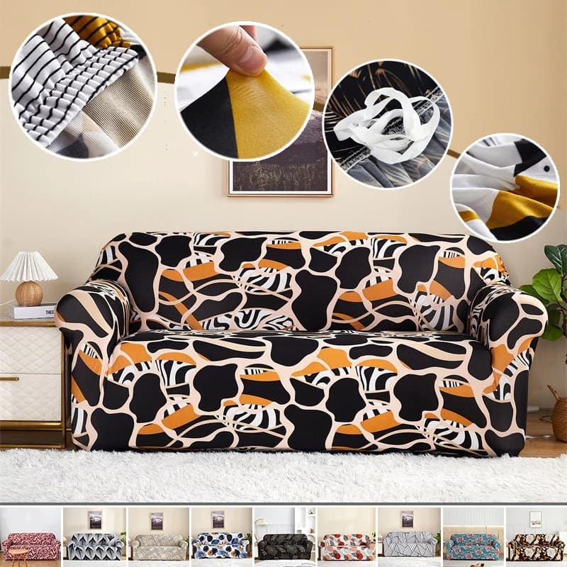 Printed Stretch Sofa Cover High Elasticity Anti Cat Scratch Dust-proof Protector for 1/2/3/4 Seater Couch Living Room Furniture