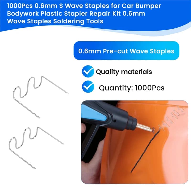 ABVA-1000 Pz 0.6Mm S Onda Graffette Per Paraurti Auto Carrozzeria Cucitrice In Plastica Kit di Riparazione 0.6Mm Onda Graffette Strumenti di Saldatura
