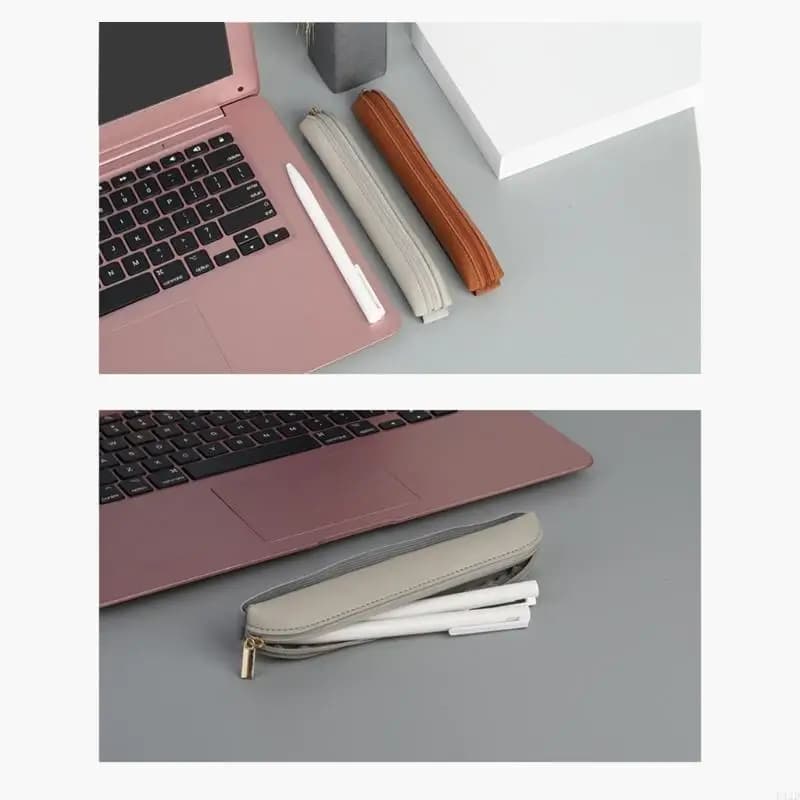 F42D Adjustable Elastic Band Pen Case for Hardcover Journal Notebook Zippered Leather Pen Pouches Pen Case with Elastic Band