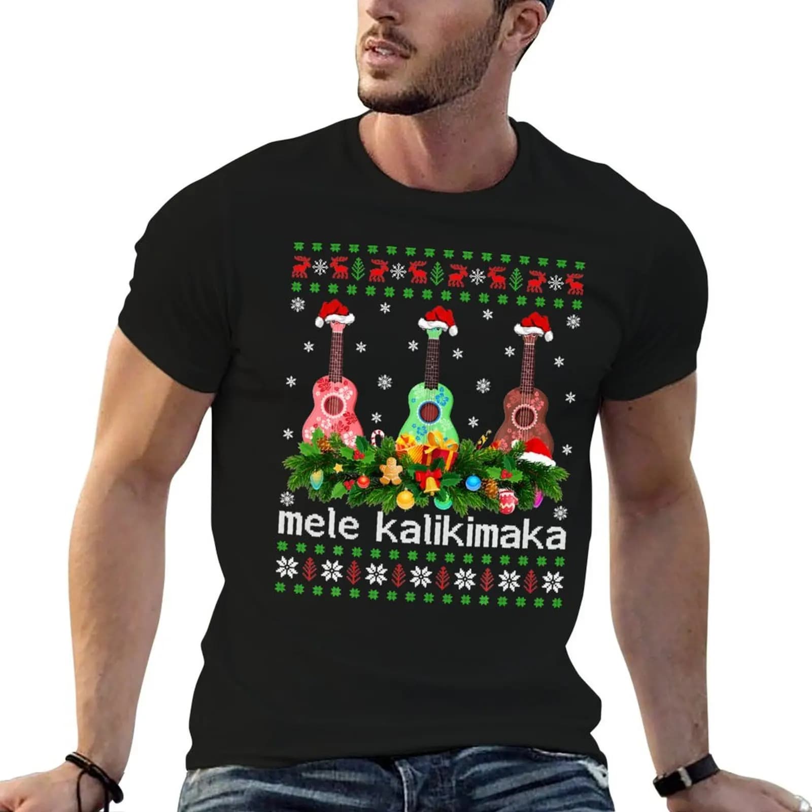 MELE KALIKIMAKA Christmas Ukulele Hawaii Gift T-Shirt essential t shirt oversized graphic tee mens t shirts top quality