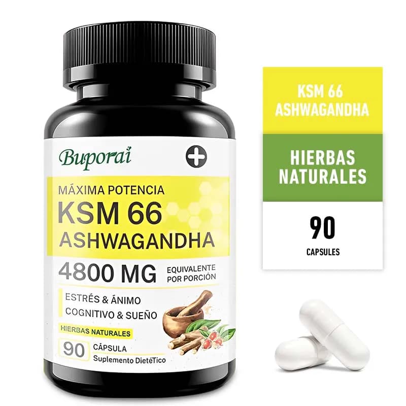 KSM-66 Ashwagandha Capsule 4800mg - Sollievo dall'ansia, Riduzione dello stress, Miglioramento del sonno, Integratore di supporto dell'umore