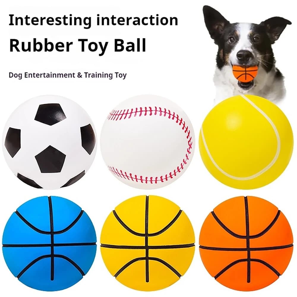 Rubber Dog Toy Balls Sports Style Dog Chew Balls Football Basketball Tennis Bite Resistant Interactive Training Dog Toys