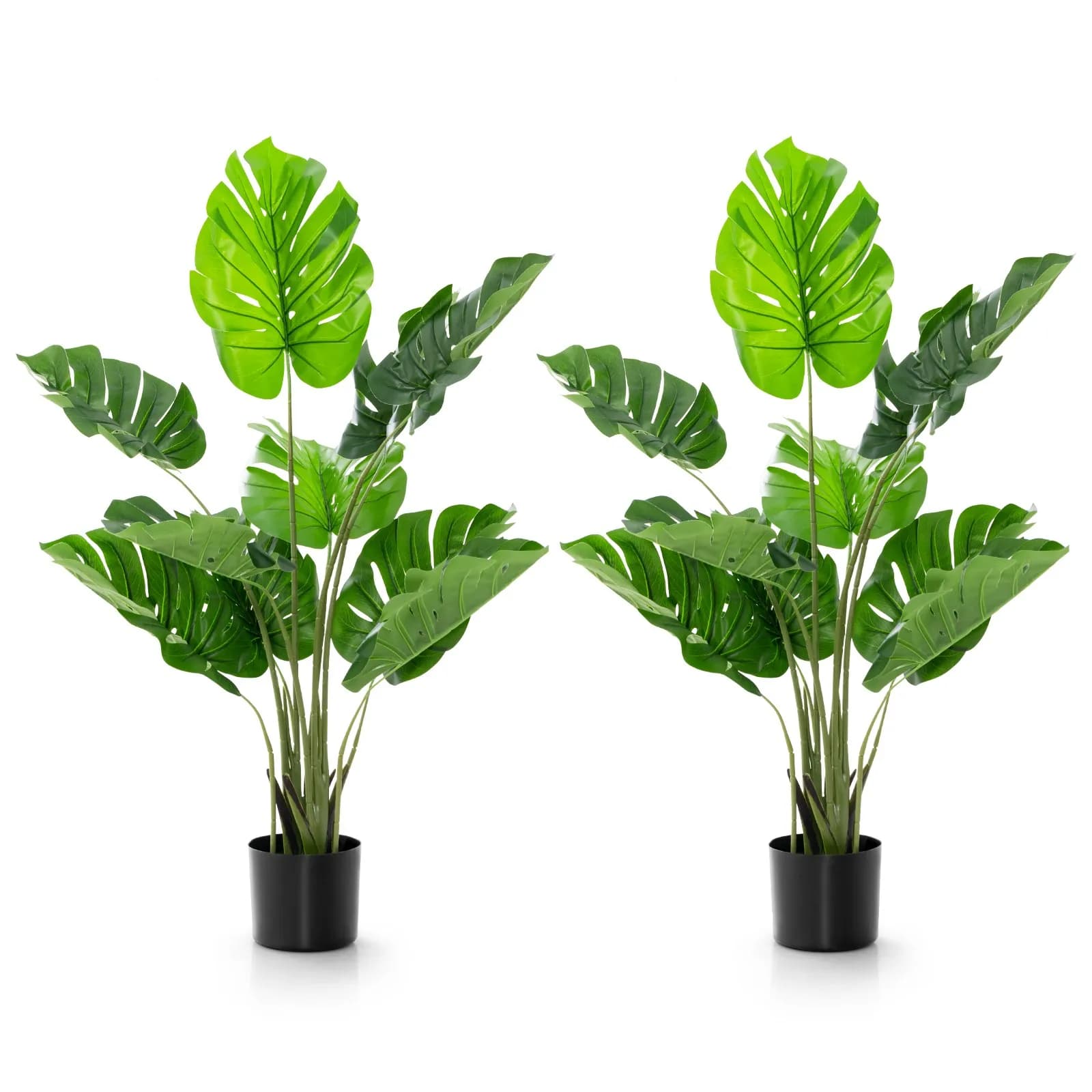Artificial plant Monstera Deliciosa 4FT, 2 Pieces, Tree Finto for Interior/Esterni