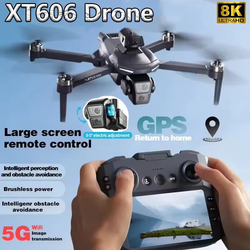 Drone XT606 MAX GPS NEW with Professional Cameras 8K HD FPV with Camera Wish Droni 360 ° Drone Quadricottero with Avoidance Obstacles, Toy and Gift