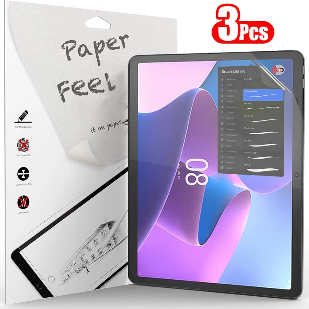 3 pezzi di carta si sentono come la protezione dello schermo per Lenovo TAB M10 2nd Pro 3rd Plus 1st Gen M9 M8 M11 P12 Pro P11 senza vetro