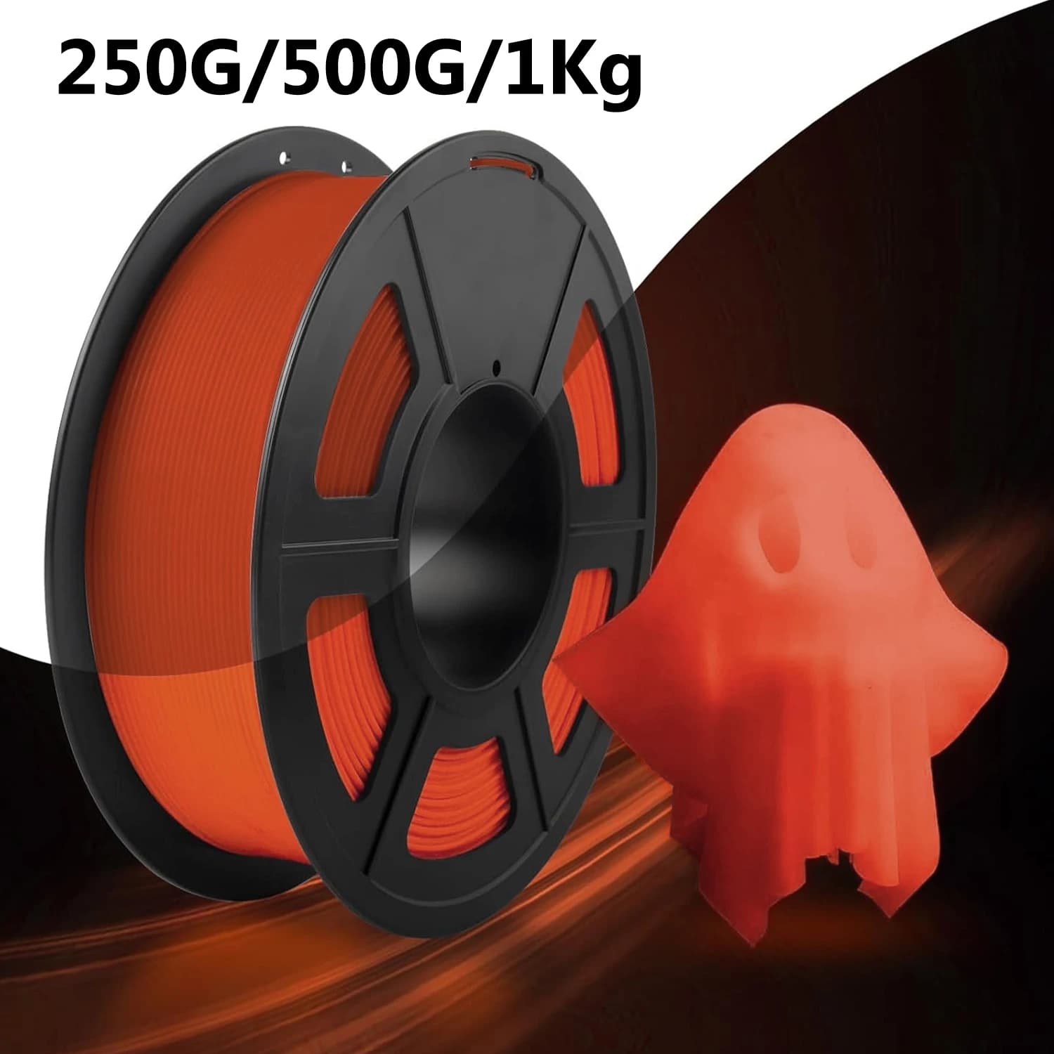 Filamento per Stampante 3D PLA Luminoso Rosso da 250g, 500g, 1kg, 1.75mm, Rosso a Rosso Nottilucente, Filo per Stampa 3D, Confezione Sottovuoto Indipendente