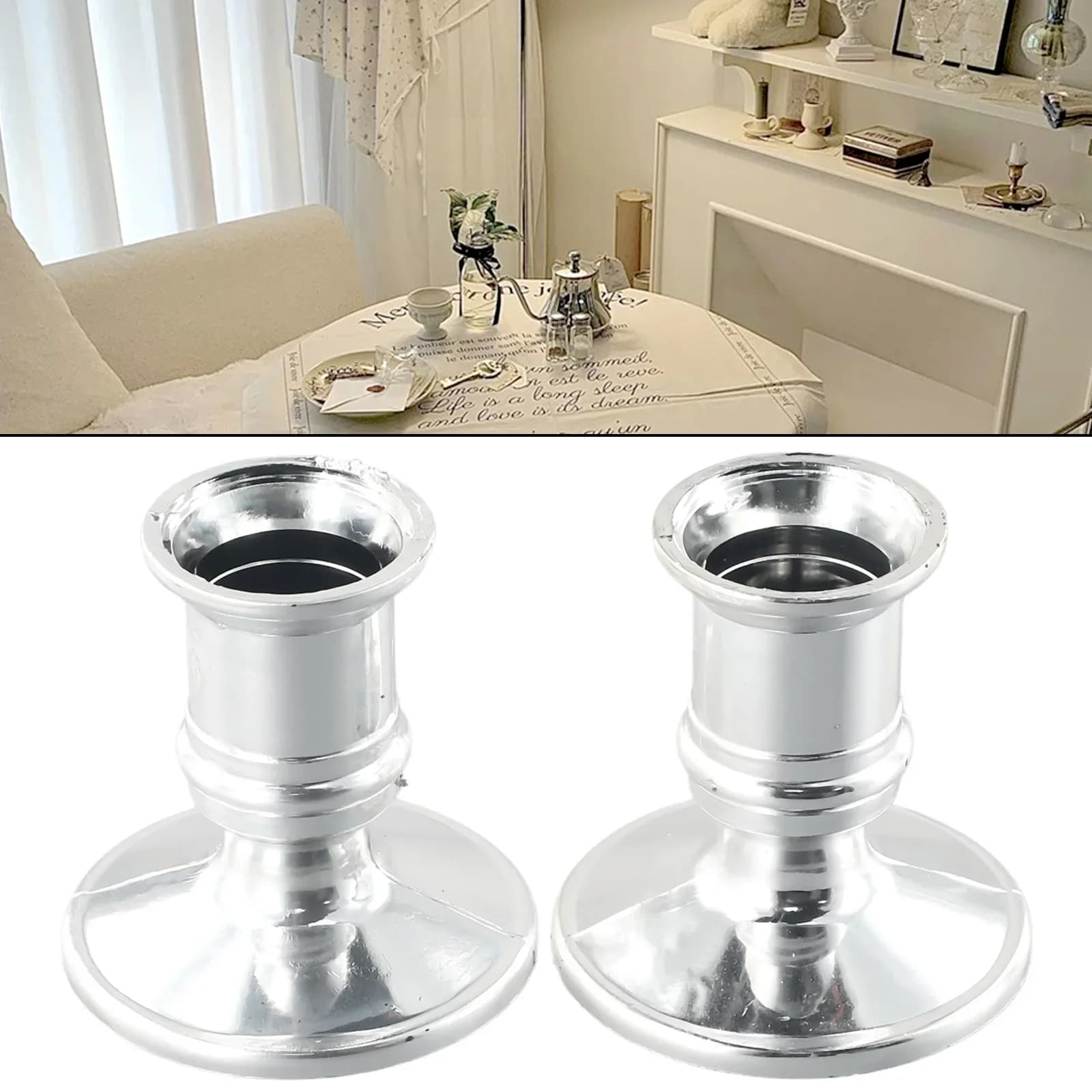 2pcs Candle Base Shape Taper Candle Centerpieces Displays Finished Fits Holders Plastic Silver Traditional Hot