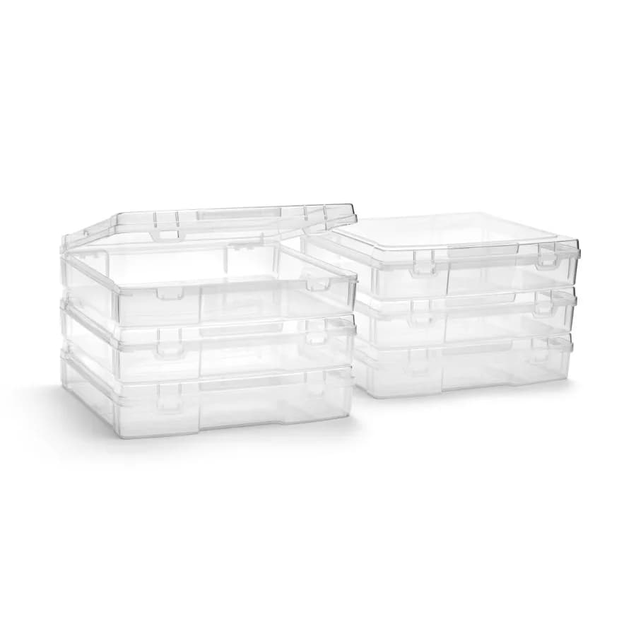 Clear Stackable Project Cases with Snap-Tight Closure for Organizing Crafts and Board Games - Set of 6 for Easy Storage and Acc