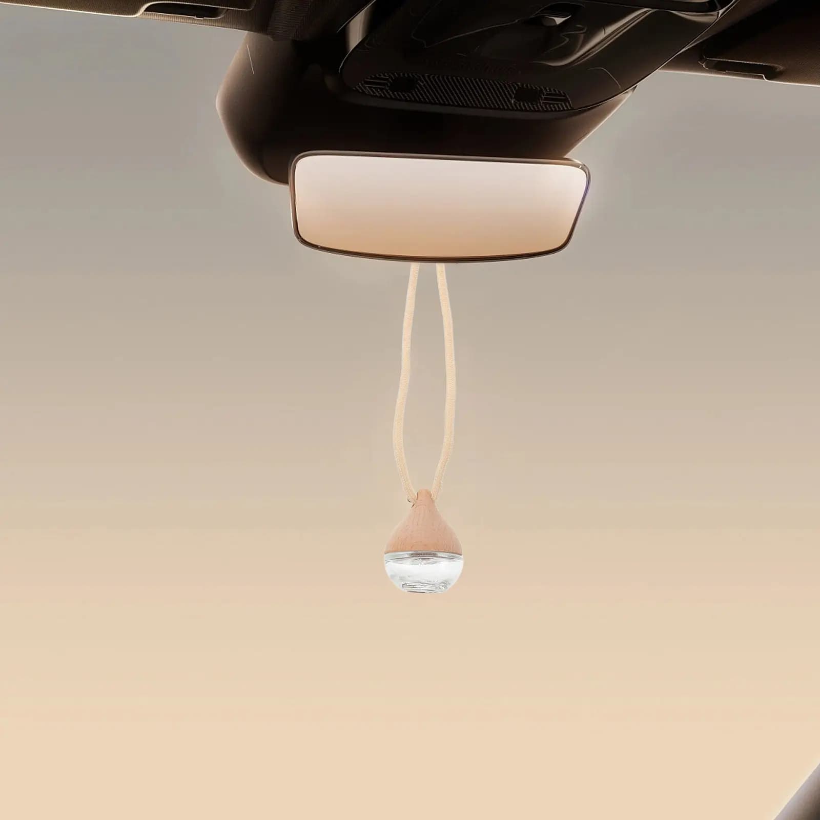 Set di 3 Deodoranti per Auto, Bottiglie di Profumo Ricaricabili in Vetro con Coperchio in Legno, Diffusori per Oli Essenziali, Pendenti Profumati per Auto