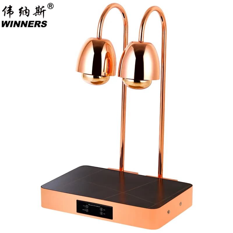 Double Head Stainless Steel Heater Lamp Rose Gold, Digital Control, Electric Plate Buffet Heater