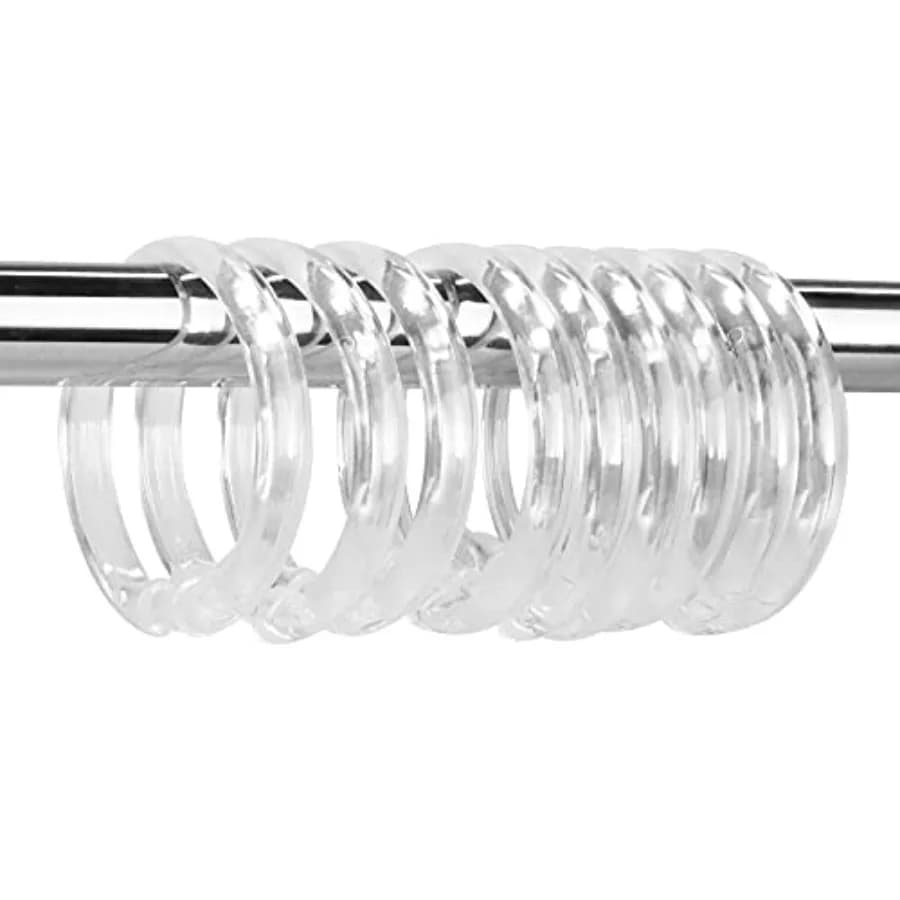 Plastic Shower Curtain Rings, 12 PCS Circular Plastic Shower Curtain Hooks for Bathroom Shower Curtain Rod, Shower Hooks for Sh