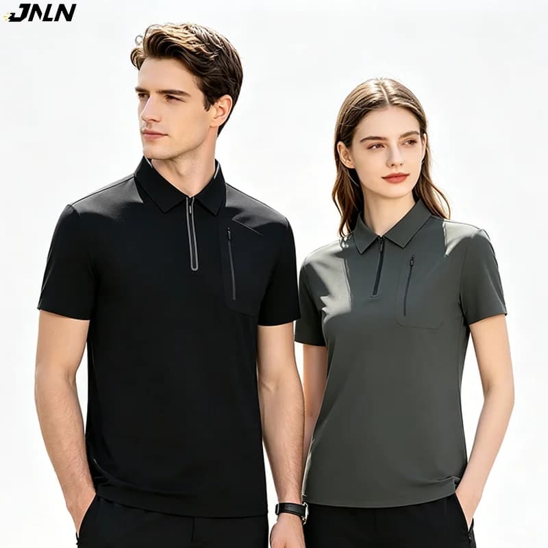 JNLN Men's Women's Quick Drying Golf Wear Lightweight Stretch Polo Shirt Hiking Camping Mountaineering Running Lapel T-Shirt