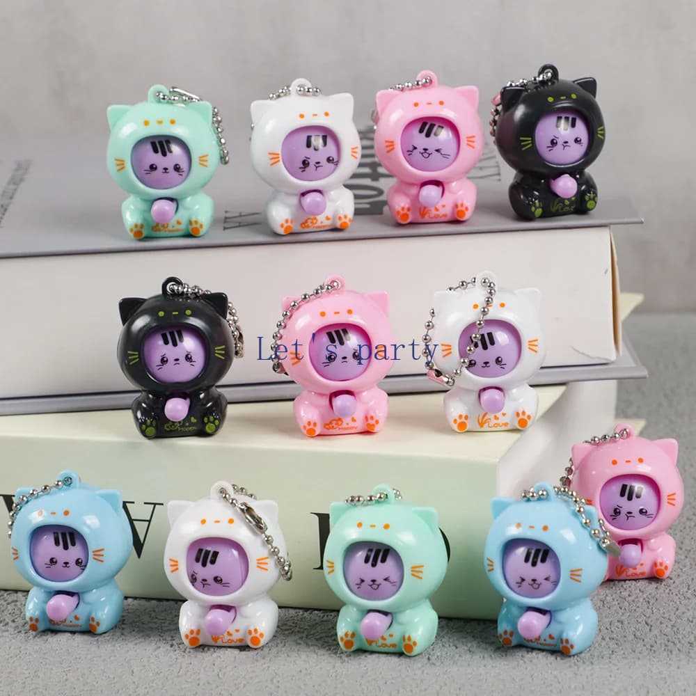 10 pezzi cartone animato mini faccia di gatto cambio bambola dispositivo portachiavi giocattoli per bambini festa di compleanno bomboniere baby shower regalo pinata riempitivi