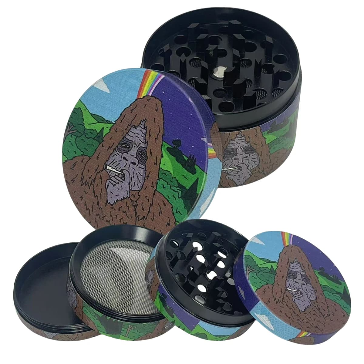 50/63mm metallo Gorilla Herb Grinder 4 strati manuale mulino per spezie pepe malta erba grezza erba tabacco smerigliatrice accessori per sigarette