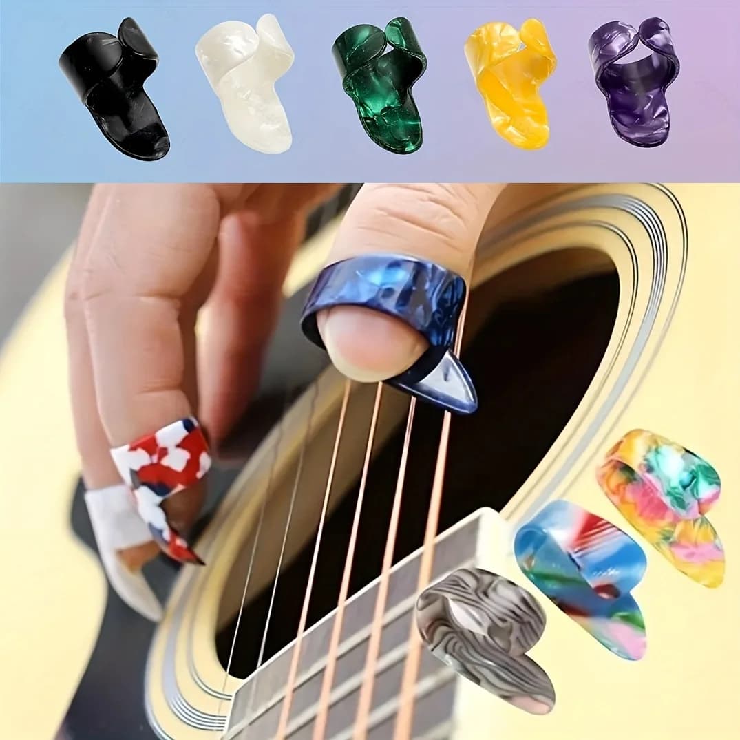 Thumb Picks Finger Picks, Medium, Flat Thumbpicks, Celluloid Guitar Thumb Finger Picks Ukulele Picks Accessories
