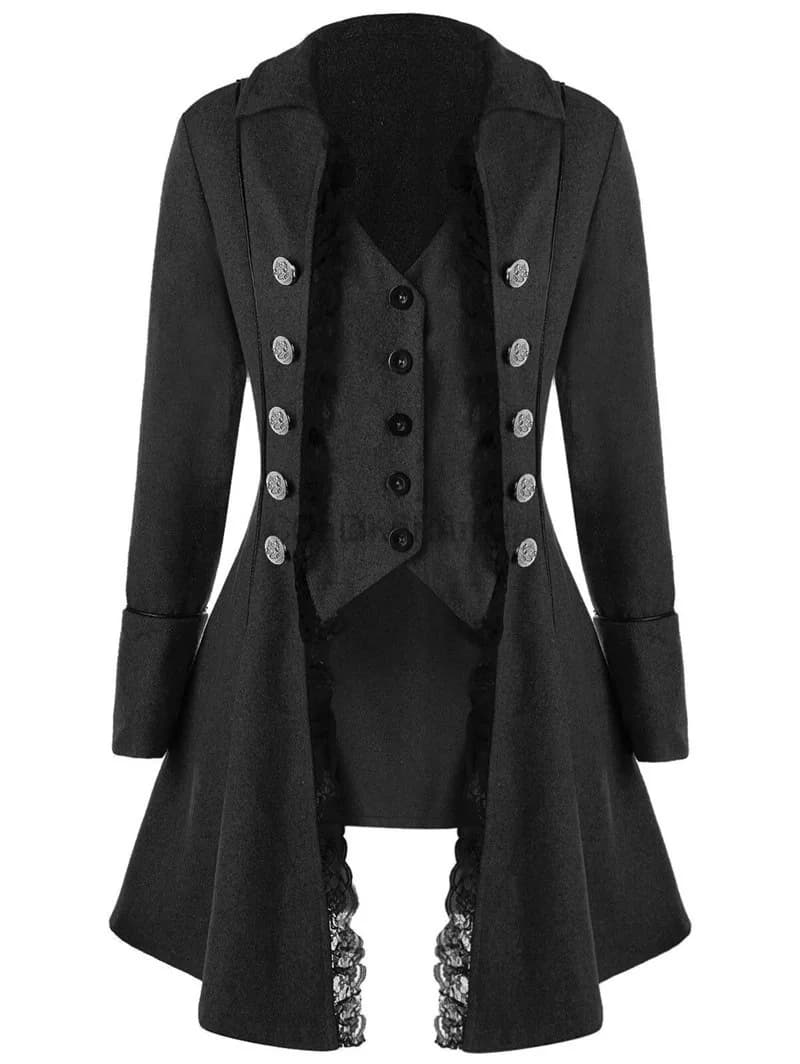 Giacca invernale da donna Corsetto gotico Steampunk Costume di Halloween Cappotto Giacca da frac vittoriana Abbigliamento donna pirata medievale