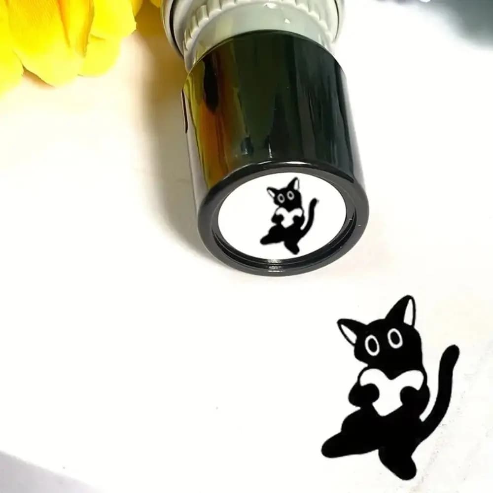 Timbri Durevoli a Forma di Gatto Nero in 11 Stili, Timbri in Plastica a Forma di Gattino, Design di Gatti Cartoon per Decorazione Diari e Collage