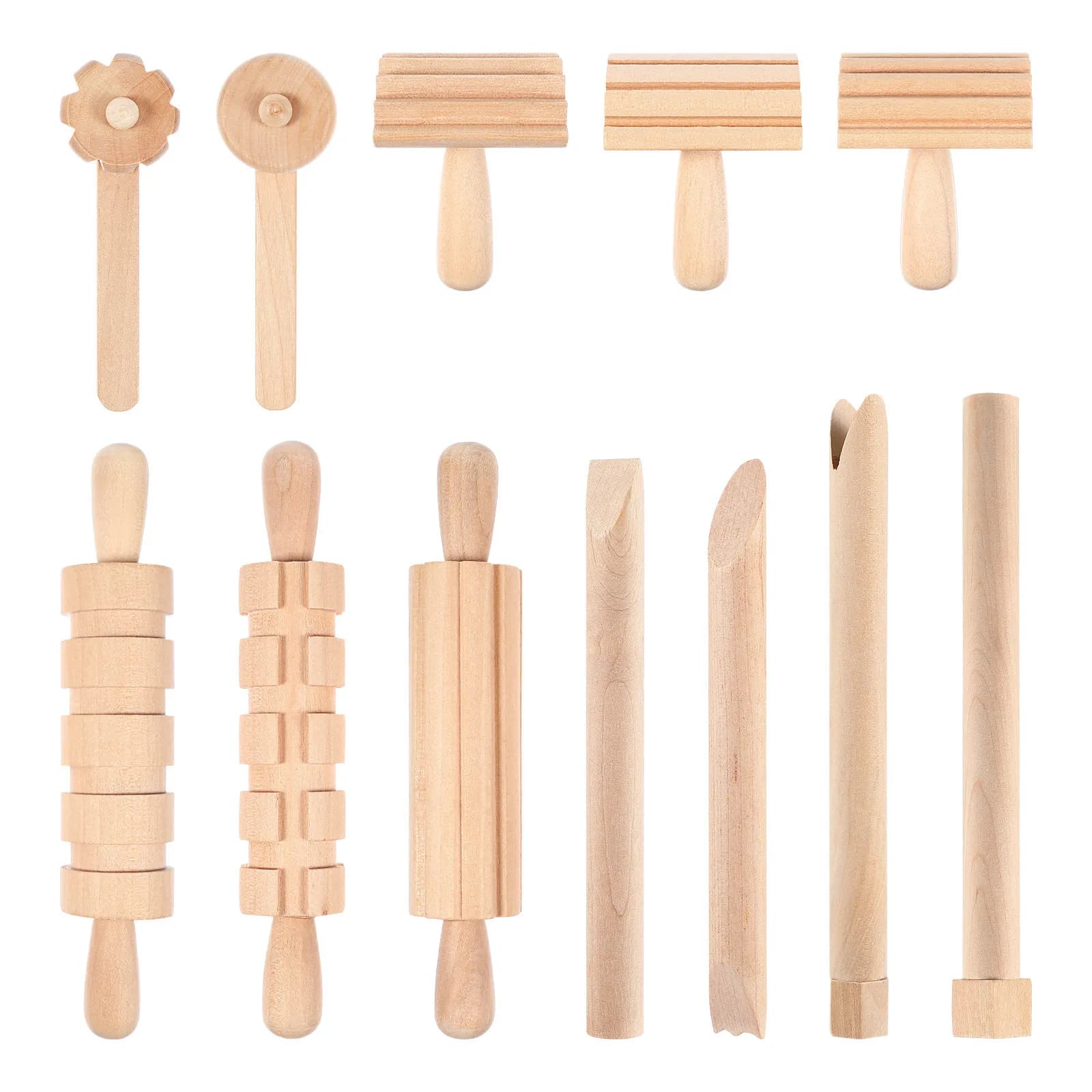Kit di Attrezzi in Legno per Ceramica e Argilla, Set per Modellare e Scolpire, Adatto per Bambini, Strumenti per Ceramica Fai-da-Te