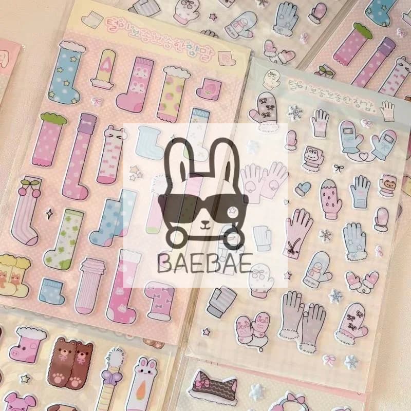 1Pcs Winter Socks Gloves Scarves Hats 3D Foam Stickers Creative DIY Handbook Decorative Stickers Cute Laptop Phone Stickers