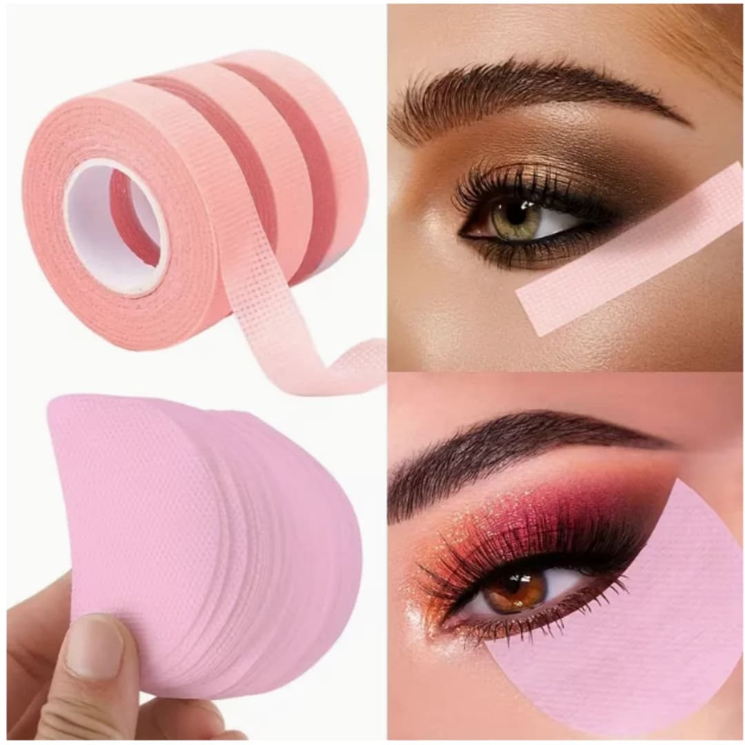 3 rotoli di nastro per ciglia, 10 pezzi di nastro per ombretto in gel di silicone traspirante, nastro per extension ciglia microporoso autoadesivo, nastro per trucco delicato sulla pelle senza residui, forniture per extension ciglia con rimozione indolore, 0,5 pollici x 9 m/10 yd