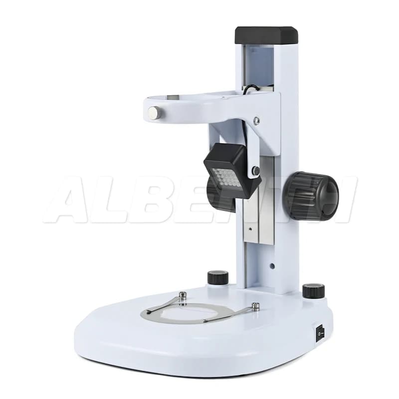 Microscopio Binoculare Trinoculare Albenth 76mm con Zoom, Supporto su Binario e Luce LED Dimmerabile Trasmessa e Riflessa