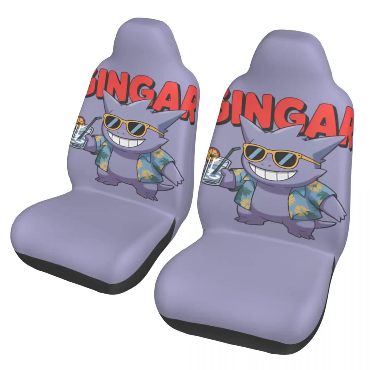 Universal Car Seat Cover with Gengar Pattern for Holiday, Interior Accessories for Women, Poke-Mon Seat Protection