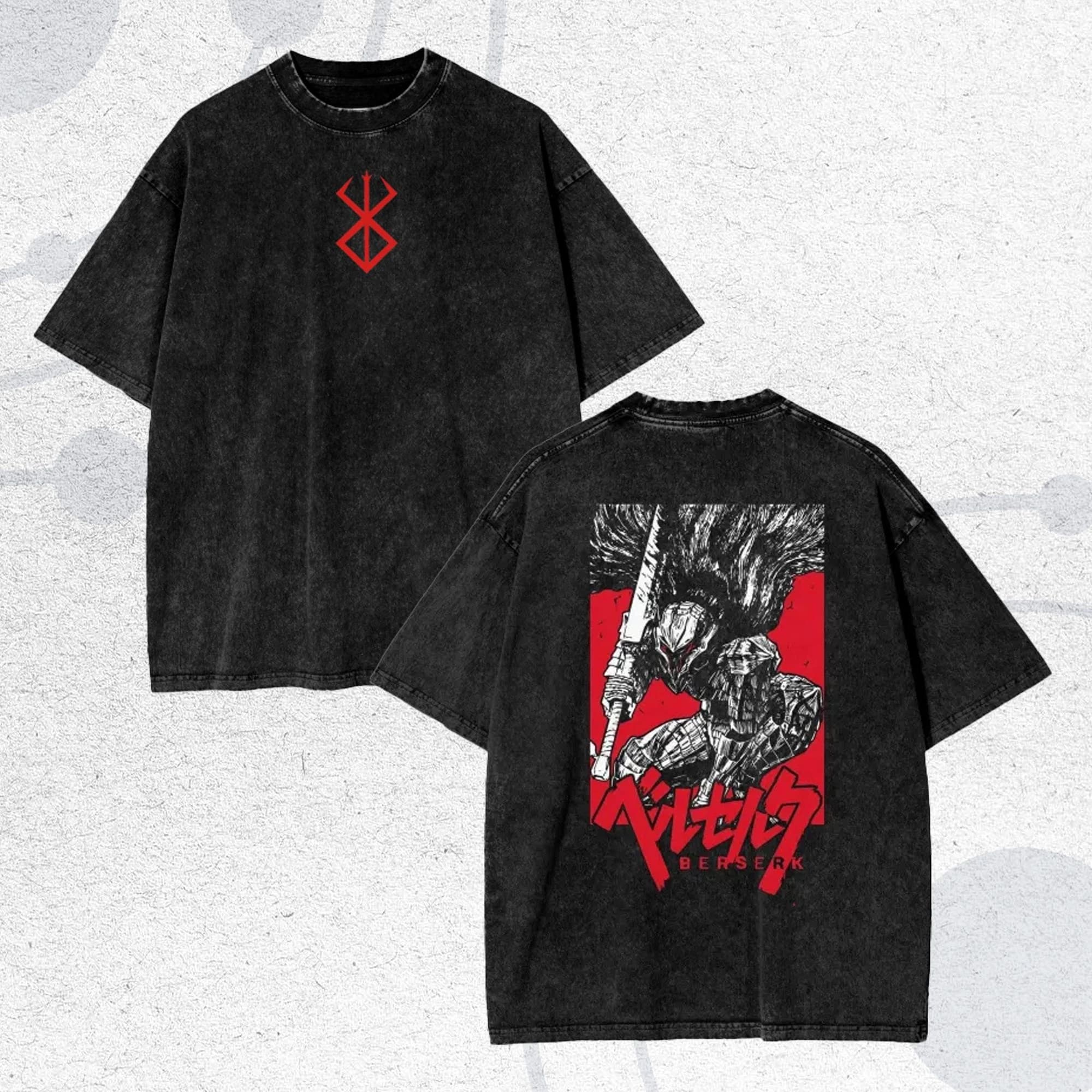 Berserk Anime T-shirt oversize lavata con acido Guts Anime Tee Gift For Him T-shirt estiva ampia e traspirante da uomo e da donna