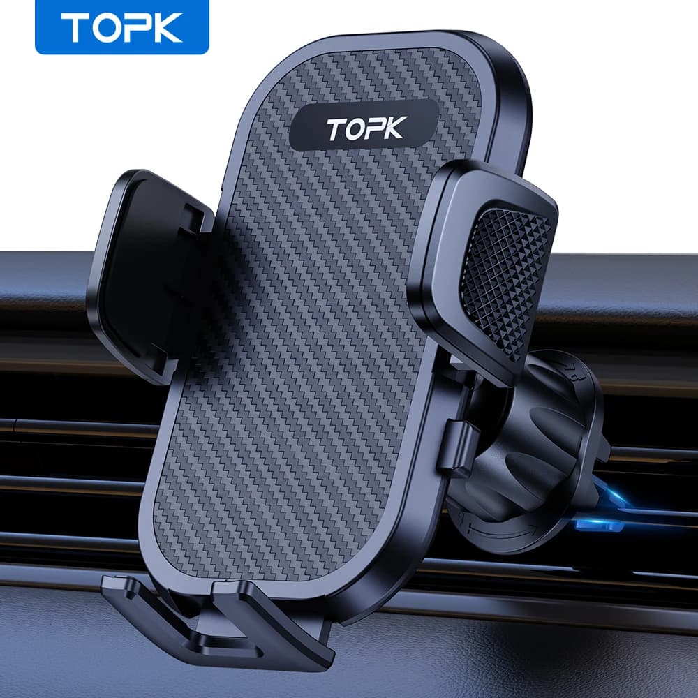 TOPK Supporto per telefono per auto Supporto per telefono cellulare con presa d'aria per auto Supporto per morsetto facile a mani libere nel veicolo Adatto a tutti i telefoni da 4 "a 7"