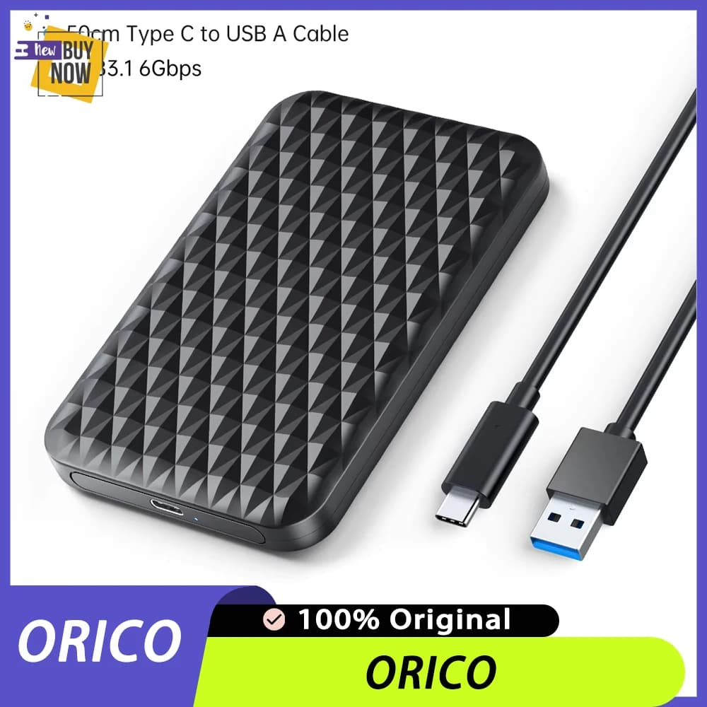 ORICO Box esterno per disco rigido da 2,5 pollici Type-C per SSD/HDD da 7-9,5 mm con supporto UASP