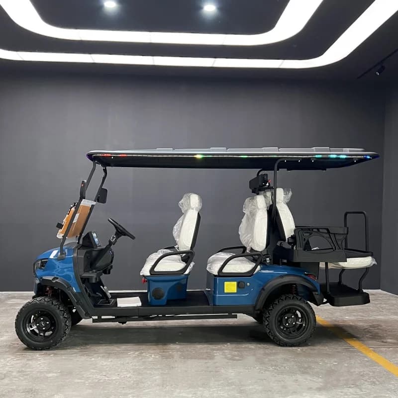 Carrello da golf elettrico fuoristrada economico con batteria al litio a lungo raggio 48 60 72 Volt Carrello da golf con pannelli solari per adulti 2/4/6 posti