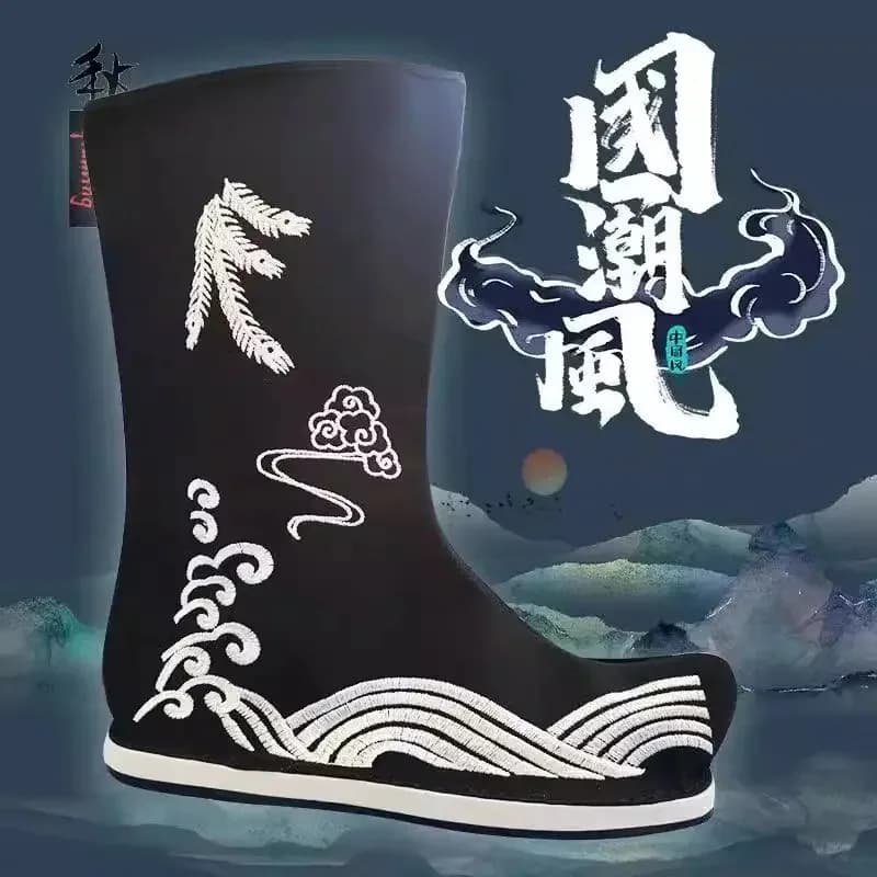 Nero Bianco Cinese Intrattenimento Musiche E Canzoni Stivali Guerriero Piatto Antico Antico Scarpe di Stoffa Spadaccino Cosplay Film Playx;3,v'6.f;9,