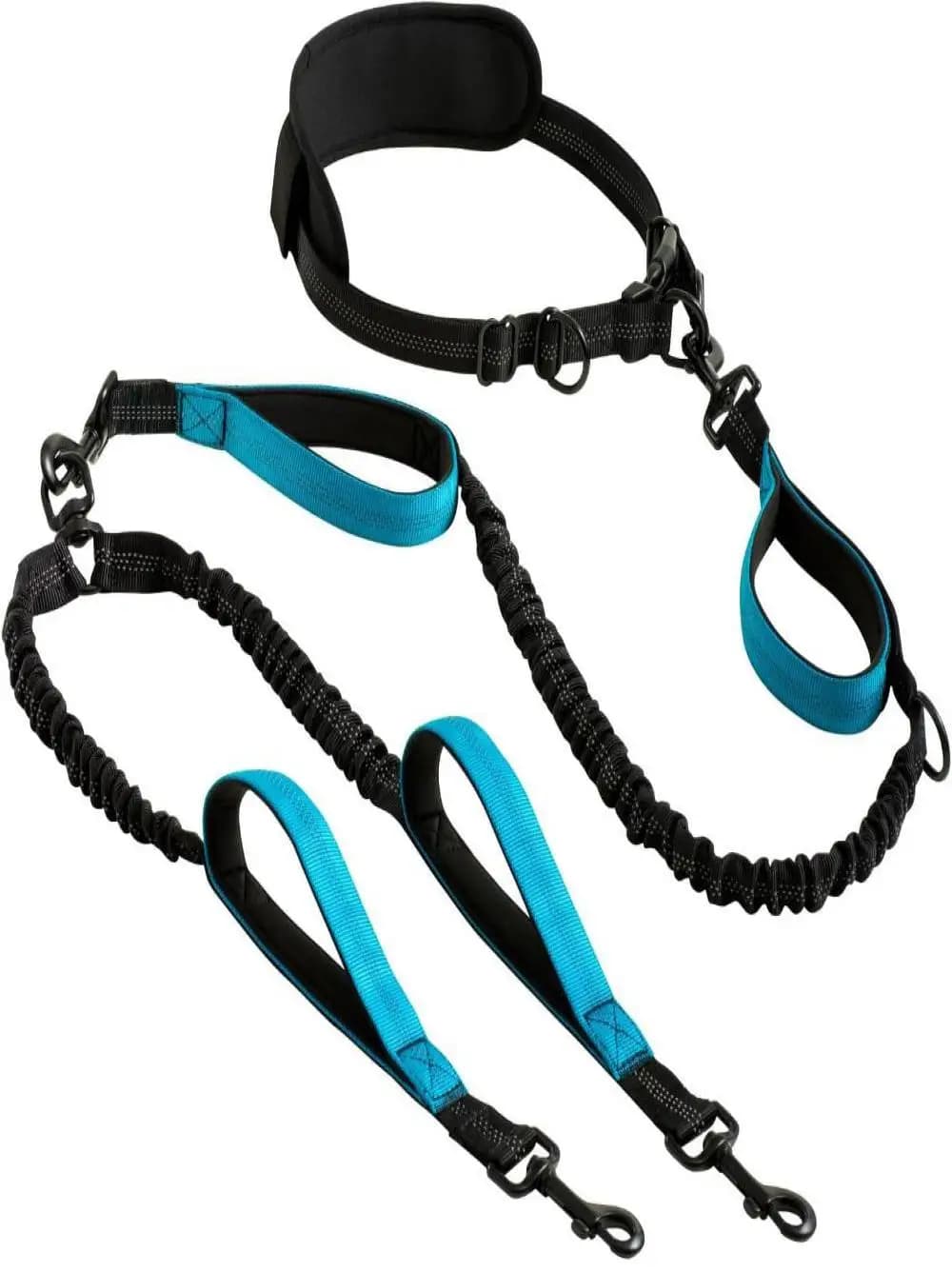 Guinzaglio Doppio Anti-Groviglio per Cani di Taglia Media e Grande 360 ° Guinzaglio Girevole Anti-Groviglio con Manici Imbottiti e Cuciture Riflettenti 16ft