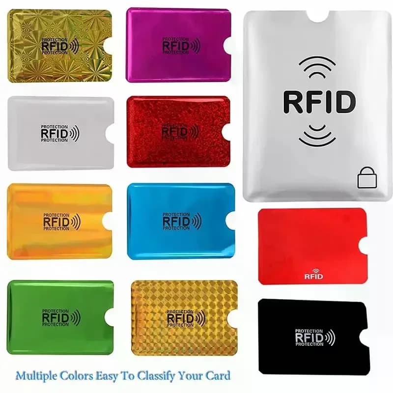 10 Pezzi Custodia Anti-Scansione per Carte RFID, Protezione Anti-Magnetica in Alluminio, Porta Carte di Credito Portatile, Custodia per Passaporto