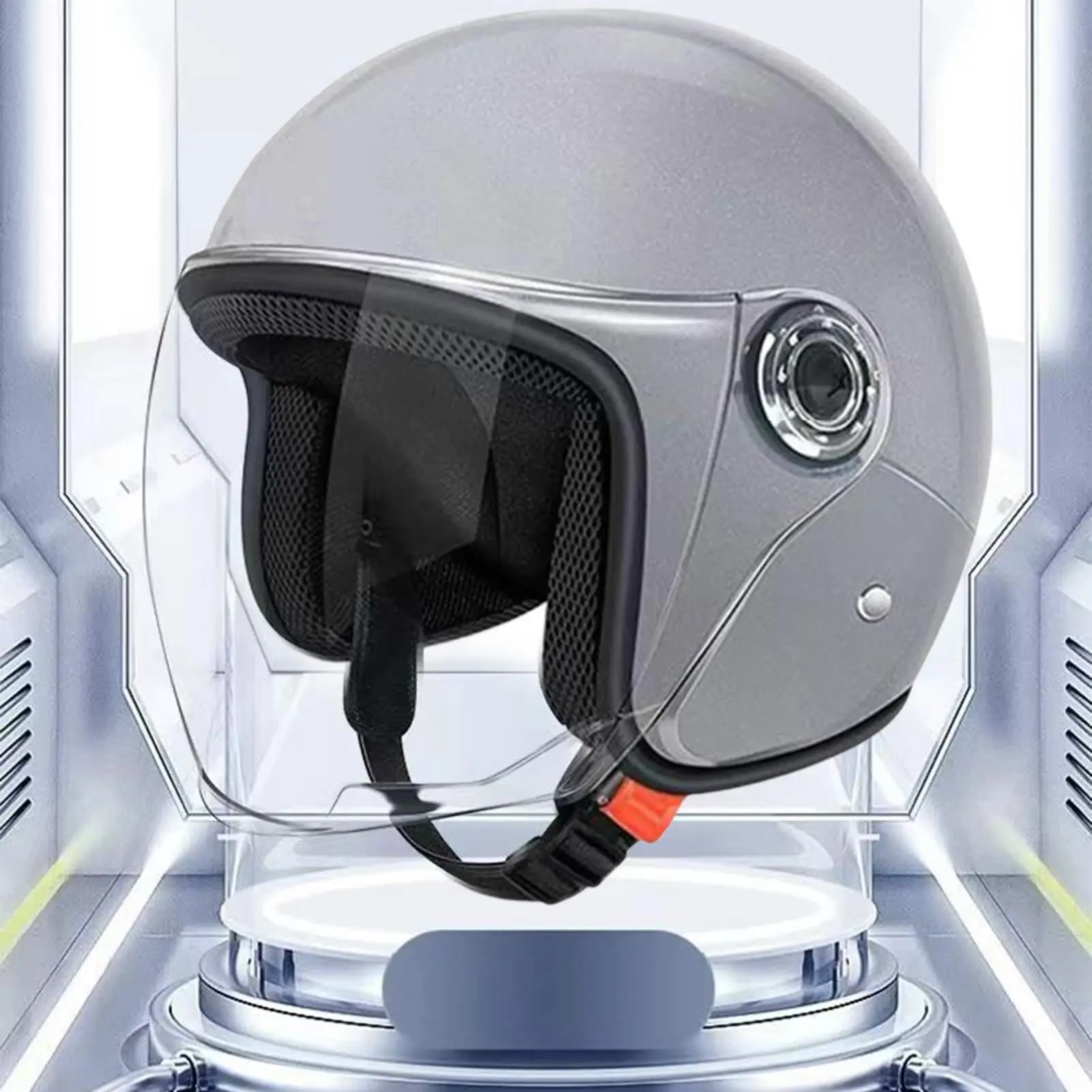 Casco da moto grande Casco da moto Mezzo casco Equipaggiamento protettivo traspirante con visiera per scooter Equitazione Sportbike Pendolarismo
