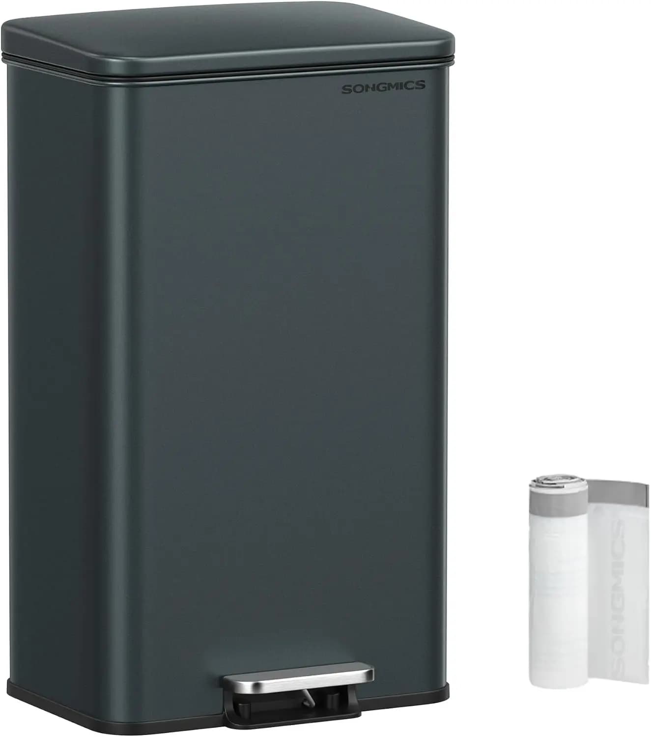 Pattumiera da cucina, pattumiera da 10,5 galloni (40 L), pattumiera grande con coperchio, acciaio inossidabile, chiusura ammortizzata