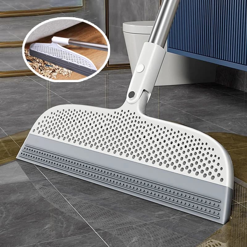 Scopa in silicone con manico lungo Raschietto per pavimenti impermeabile Raccoglitore per peli di animali domestici Detergente multisuperficie per piastrelle in legno duro da cucina per bagno