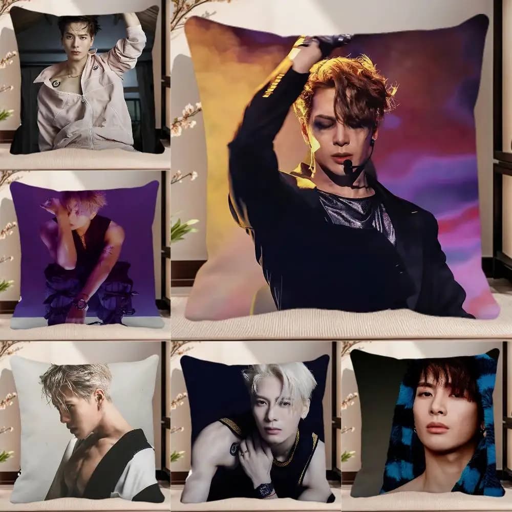 Fodera per cuscino quadrata KPOP Jackson Wang, per camera da letto, divano, cuscino confortevole per il tempo libero, decorazione per auto e casa