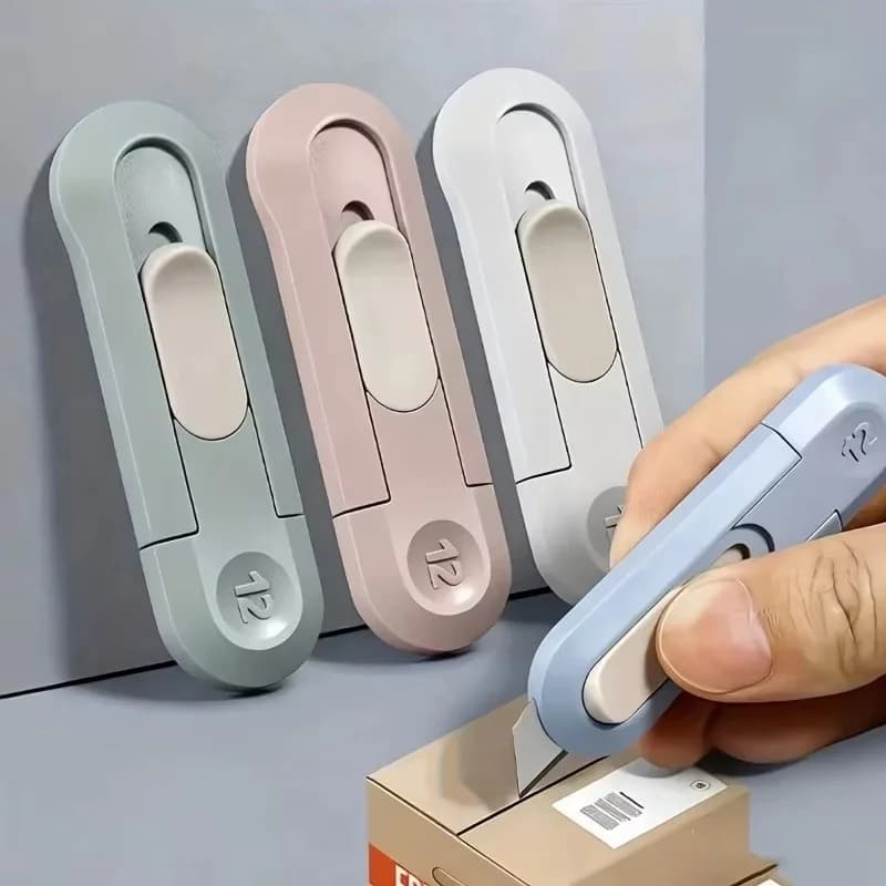 Mini paper cutter with automatic rebound blade for office, school, stationery, compact safety cutter, tool set for stationery and crafts